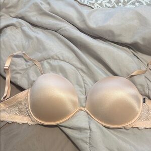 Blush Pink Push-Up Convertible Bra with Lace Sides